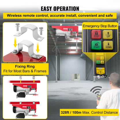 DHL1800LBS - Heavy-Duty Electric Hoist with 1800 lbs Capacity & Remote Control