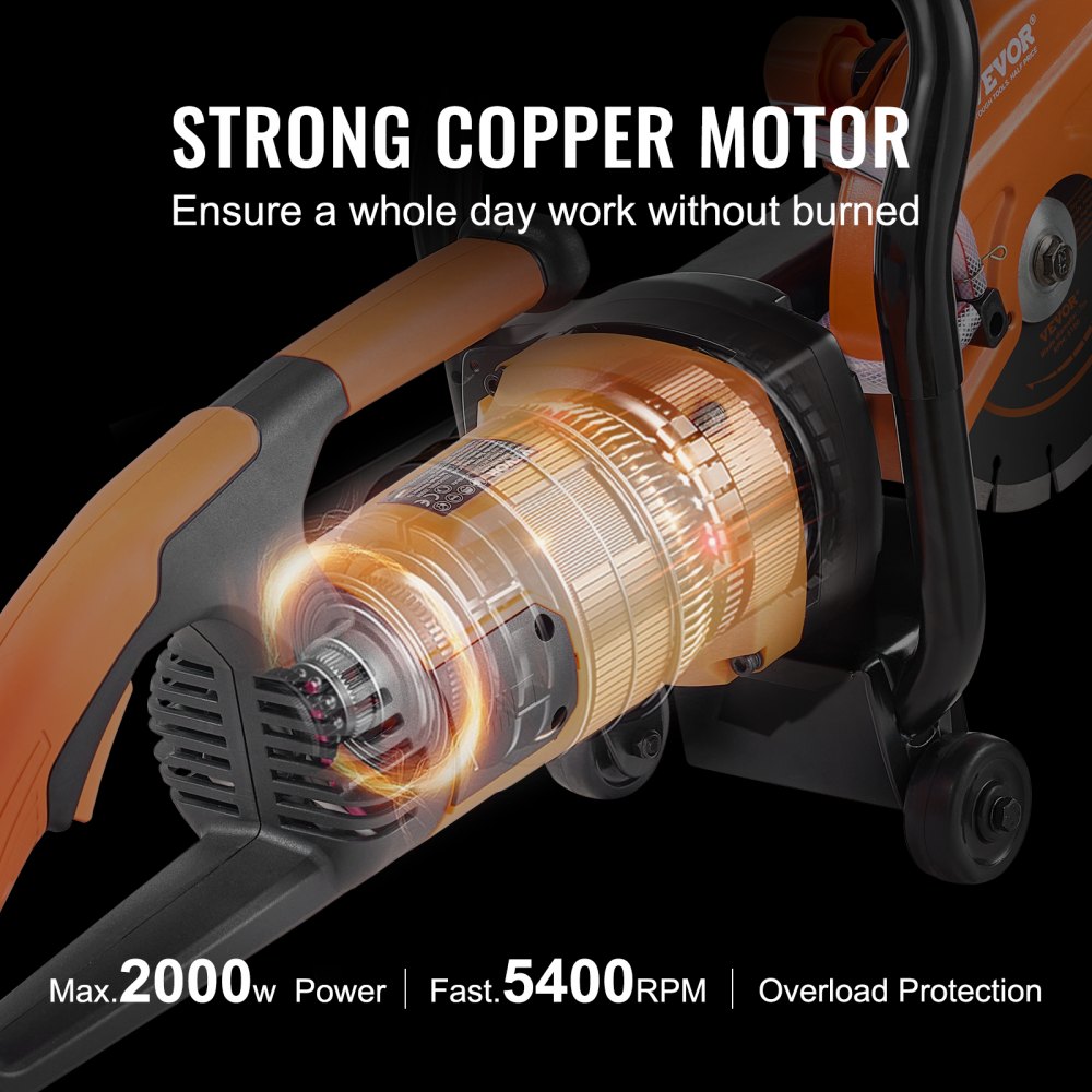 DC180 - 2000W 7-Inch Concrete Saw with Water Pump for Clean Cuts