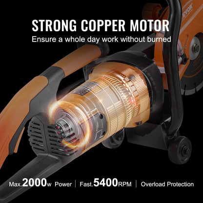 DC180 - 2000W 7-Inch Concrete Saw with Water Pump for Clean Cuts