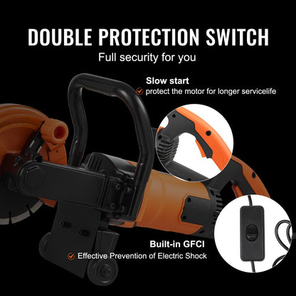 DC180 - 2000W 7-Inch Concrete Saw with Water Pump for Clean Cuts