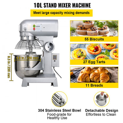 010241801828 - 10Qt VEVOR Food Mixer with 450W Motor & 3 Speeds
