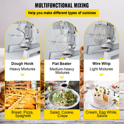 010192688271 - 20Qt Stainless Steel Food Mixer with Adjustable 3-Speed Motor