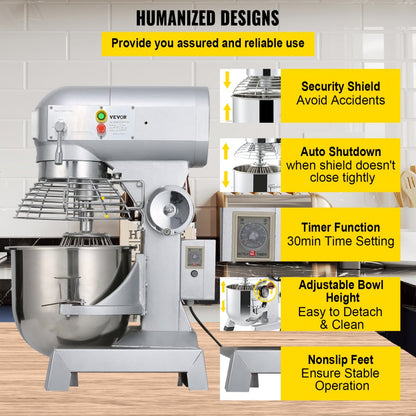 010192688271 - 20Qt Stainless Steel Food Mixer with Adjustable 3-Speed Motor