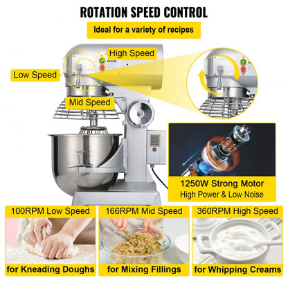 010839844478 - 30Qt Stainless Steel Food Mixer with 3 Speeds and Safety Design