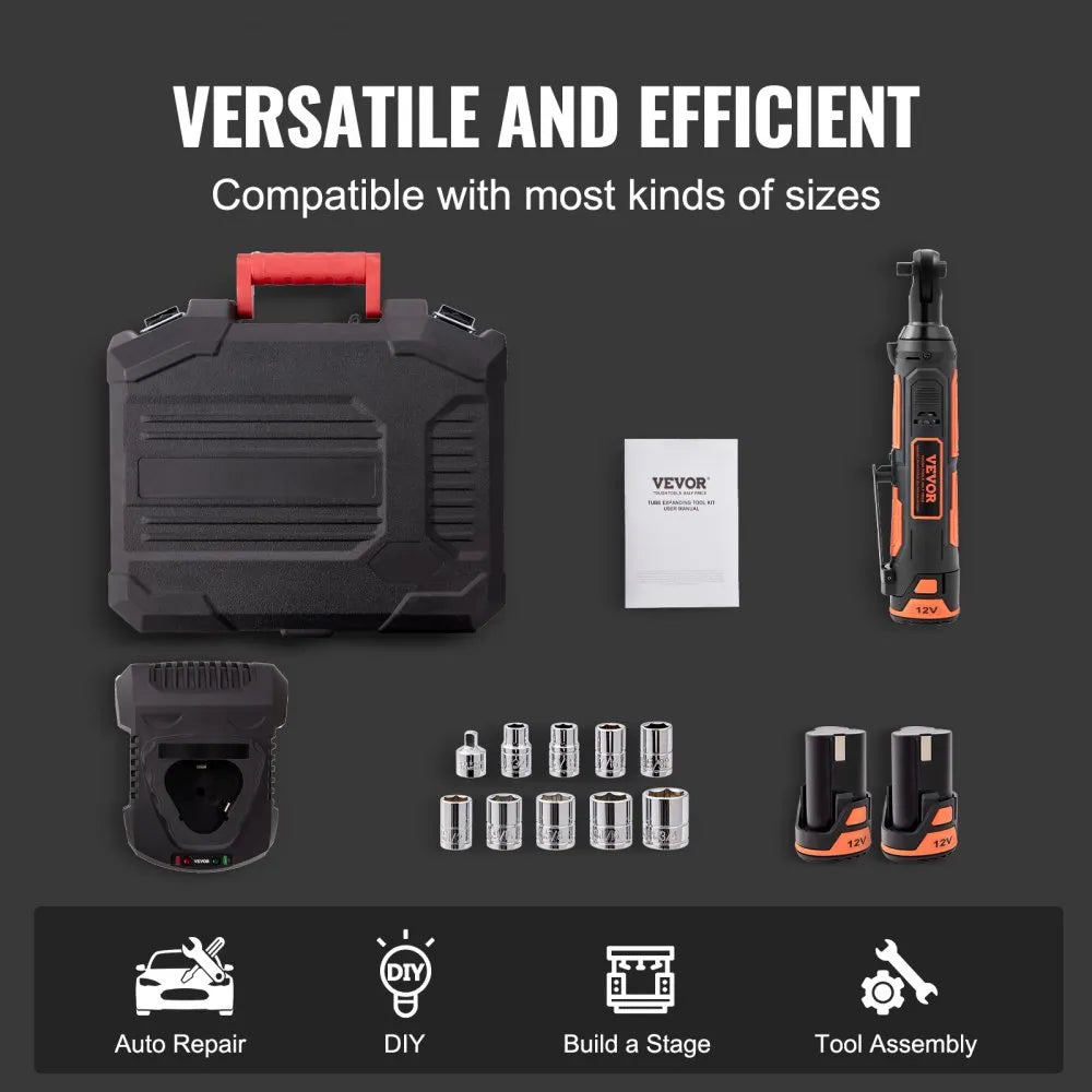 DC83933 - 12V Cordless Electric Ratchet Wrench with Fast Charge & LED Light