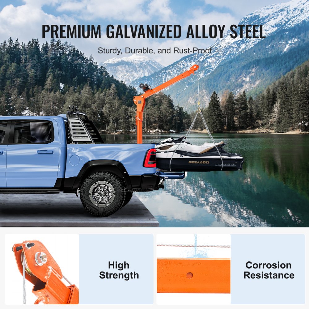 HXCZDJ-01 - 1100 lbs Pickup Truck Crane with 360° Swivel & Adjustable Settings