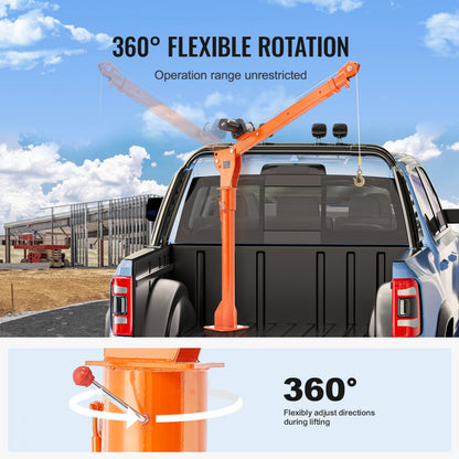 HXCZDJ-01 - 1100 lbs Pickup Truck Crane with 360° Swivel & Adjustable Settings