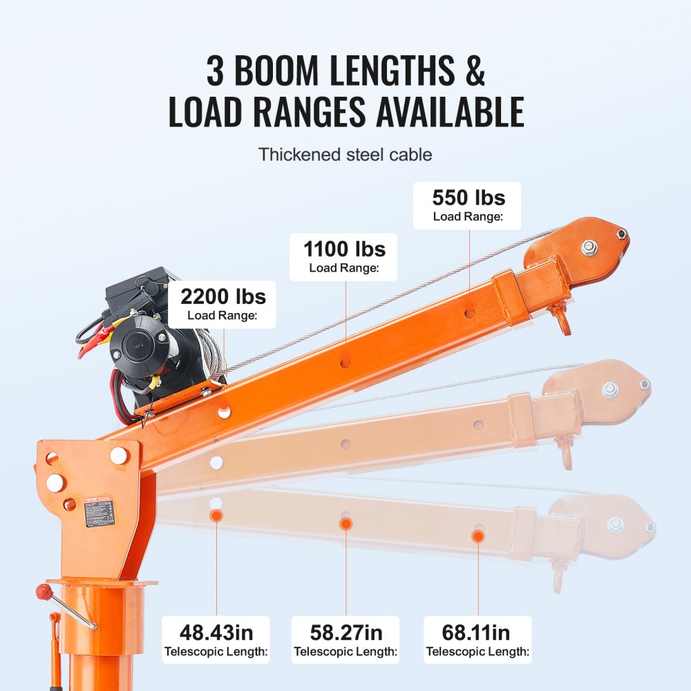 HXCZDJ-02 - 2200 lbs 360° Electric Pickup Crane with Remote Control