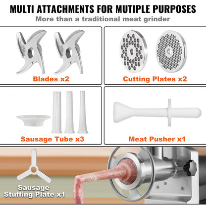 1A-EG932 - 992 lb/h Heavy Duty Meat Grinder with 1100W Motor