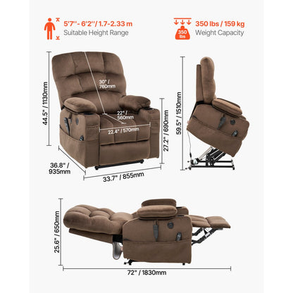 SX-81543 - Dual Motor Power Lift Chair with Massage & Heat, 180° Recline