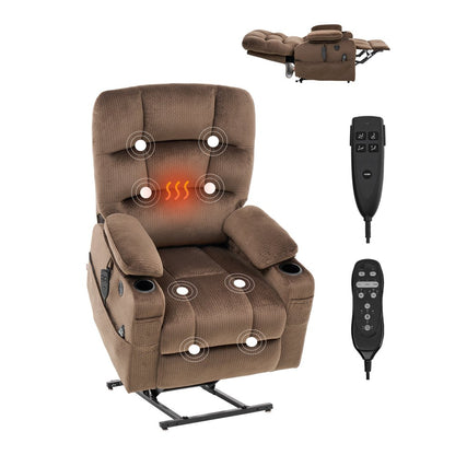 SX-81543 - Dual Motor Power Lift Chair with Massage & Heat, 180° Recline