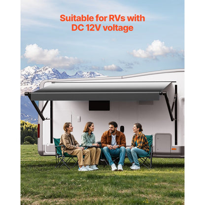 B2E - Durable 10' Electric RV Awning with Upgraded 18oz PVC Fabric