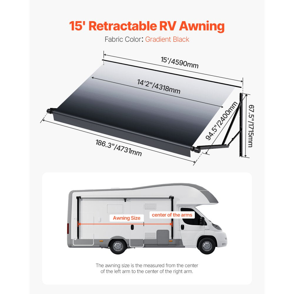B2E - Durable 18oz PVC RV Awning with Aluminum Frame