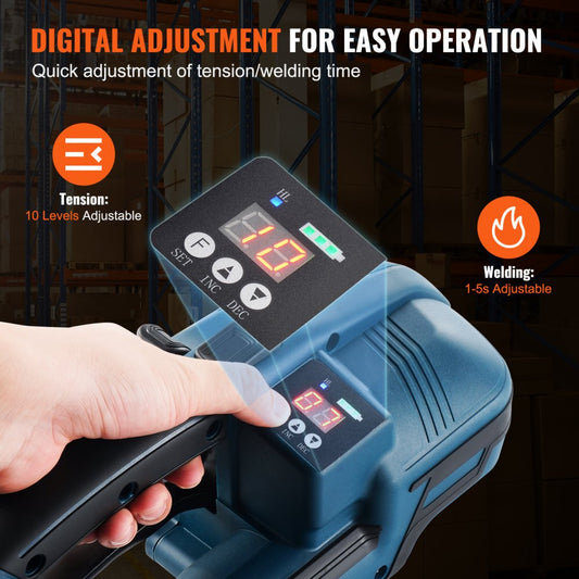 V2 - Efficient Electric Strapping Tool with Dual Batteries for PP/PET