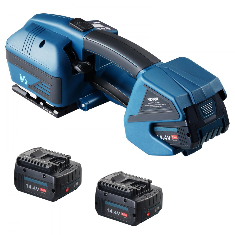 V2 - Efficient Electric Strapping Tool with Dual Batteries for PP/PET