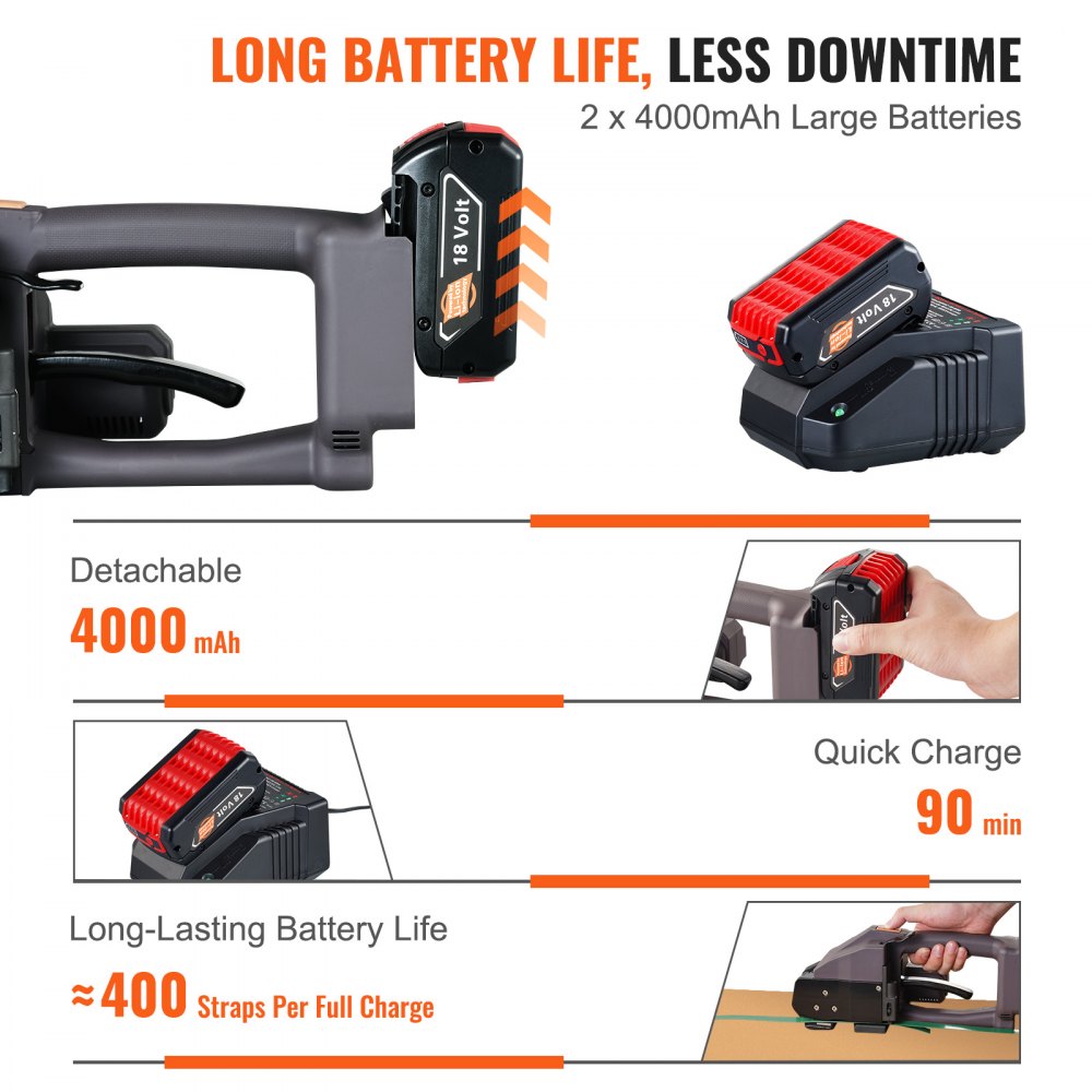 DS-19 - VEVOR Electric Strapping Tool with Dual Batteries, Easy One-Button Operation