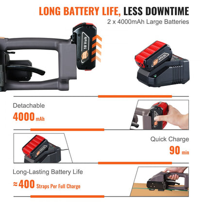 DS-19 - VEVOR Electric Strapping Tool with Dual Batteries, Easy One-Button Operation
