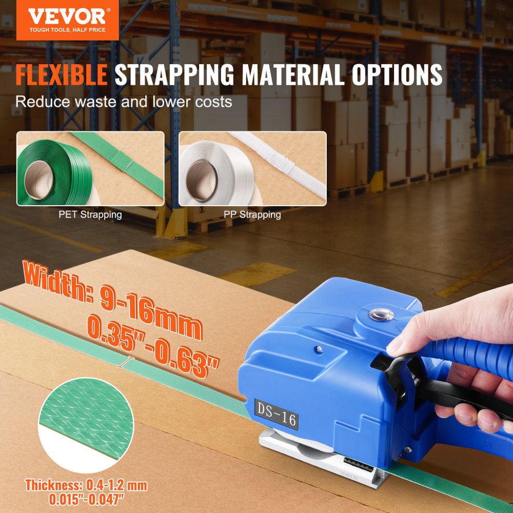DS-16 - VEVOR Electric Strapping Tool for PP/PET with Dual Batteries