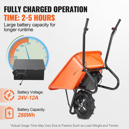 EWB6414 - 500W Electric Wheelbarrow with 4 Cu Ft Capacity, 330 lbs Load