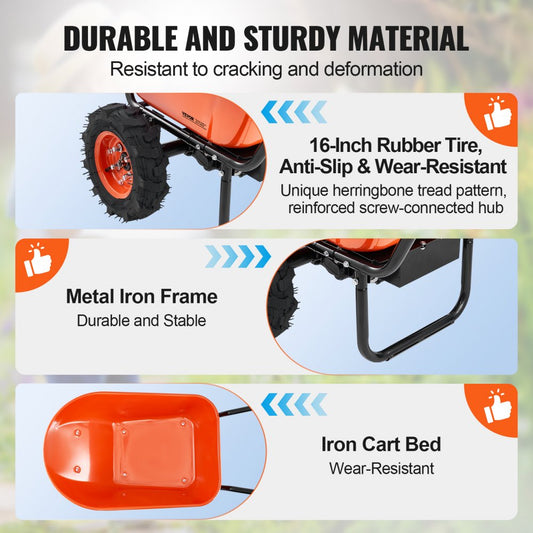 EWB9800 - 500W Electric Garden Cart with 16-Inch Wheels & Spacious Tray
