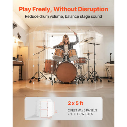 OK-24018 - 5-Ft Acrylic Drum Shield for Clear Sound and Stage Visibility