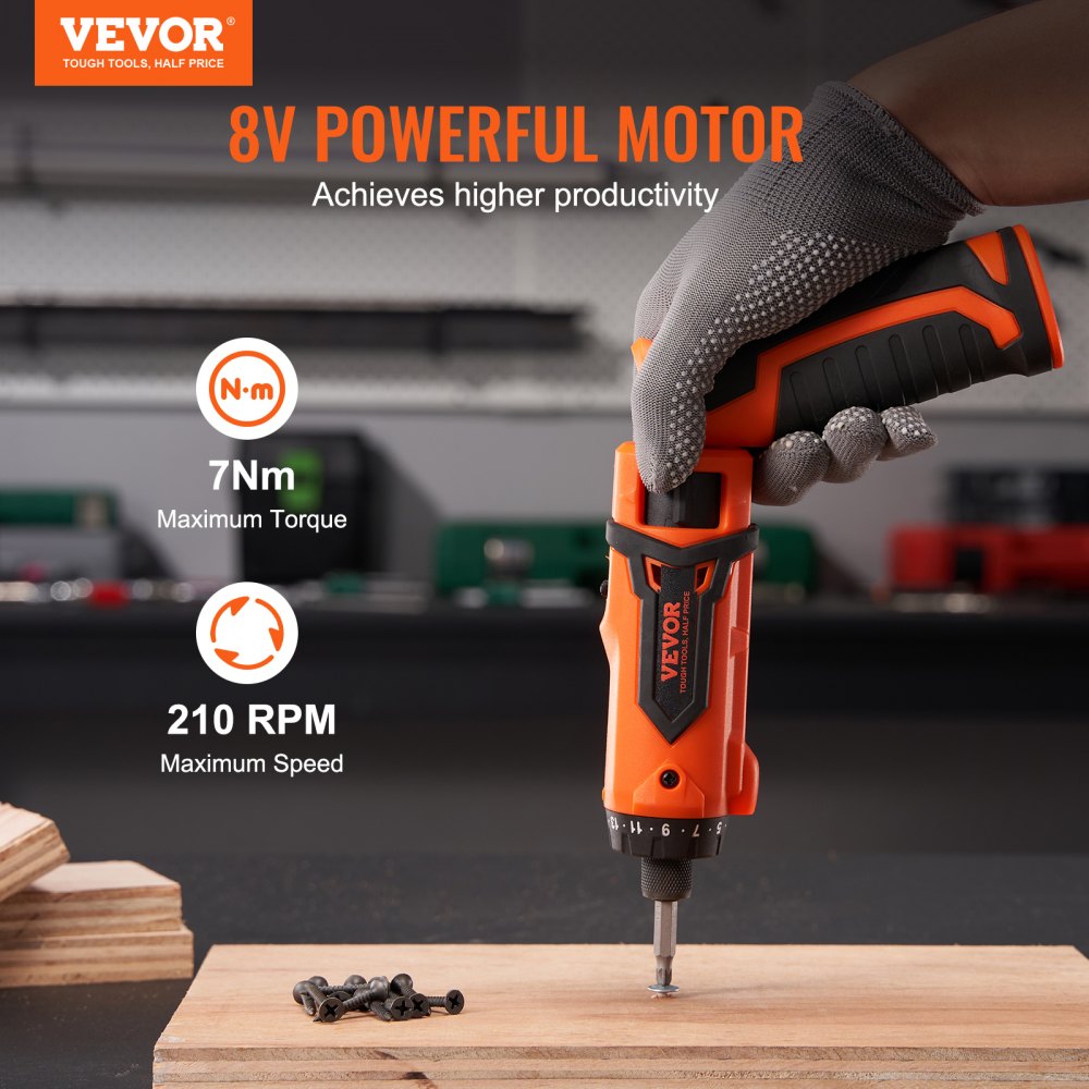 KWSD03-72 - VEVOR 8V Cordless Screwdriver with 82 Accessories and LED Light