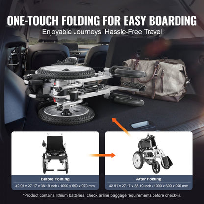 W5216 - Folding Electric Wheelchair, 12.5 Mile Range, Joystick Control