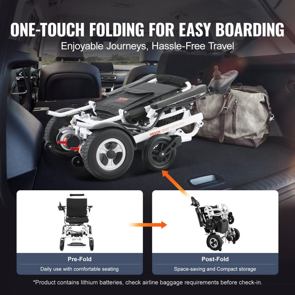 JRWD6010 - Folding Electric Wheelchair, 300 lbs Capacity with Adjustable Armrests