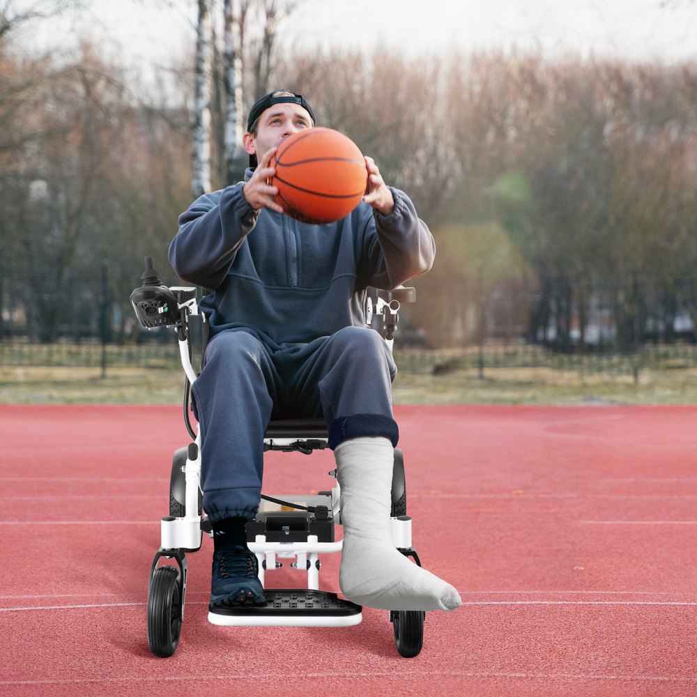 JRWD6010 - Folding Electric Wheelchair, 300 lbs Capacity with Adjustable Armrests