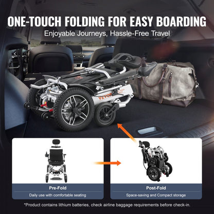 JRWD6012 - VEVOR 17.7" Electric Wheelchair, 300 lbs Capacity, Foldable Design