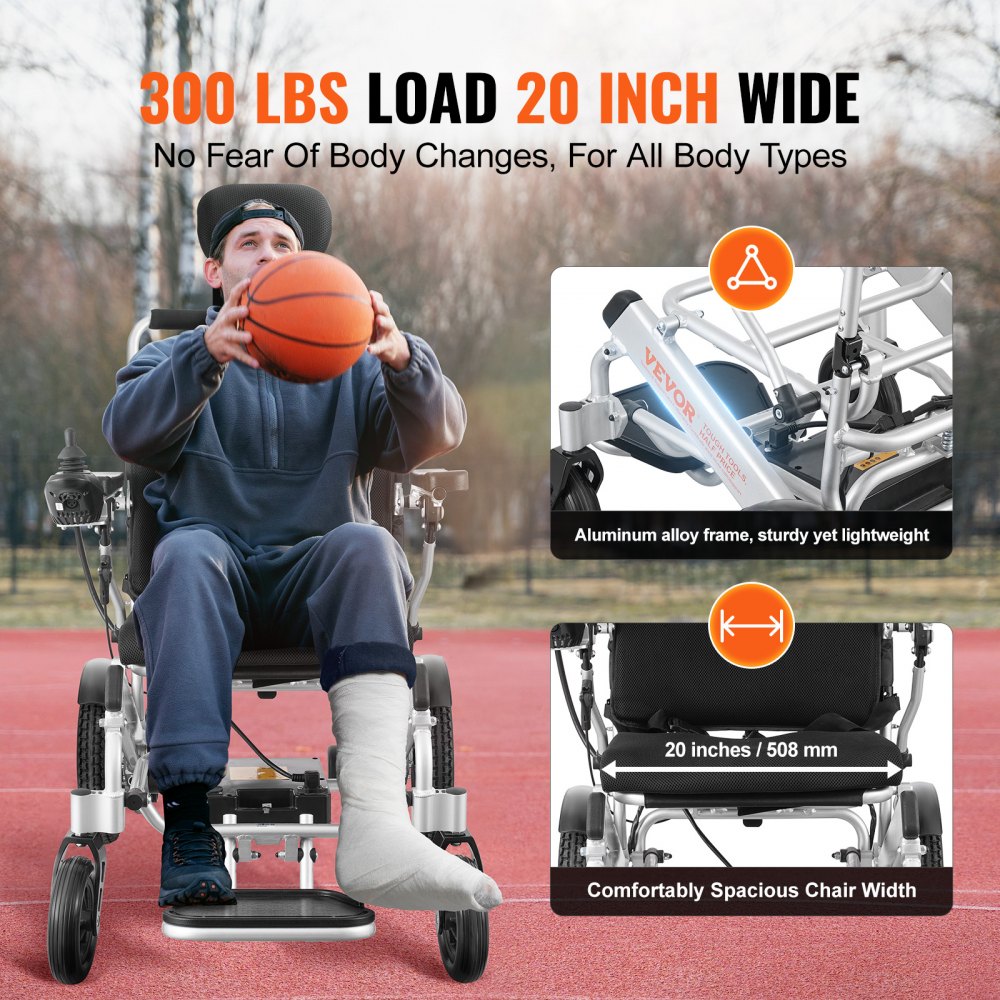 JRWD6012 - Durable Aluminum Electric Wheelchair with 20" Seat Width