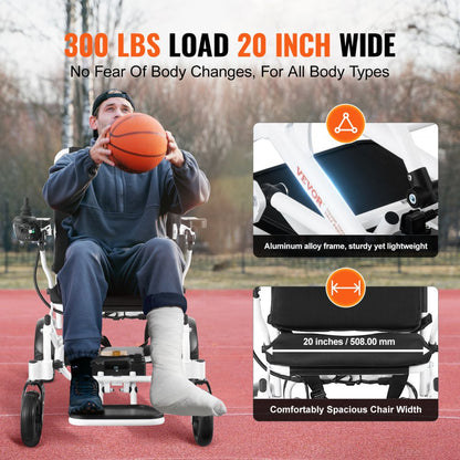 JRWD6010 - Portable 300 lbs VEVOR Electric Wheelchair with 12.5 Miles Range