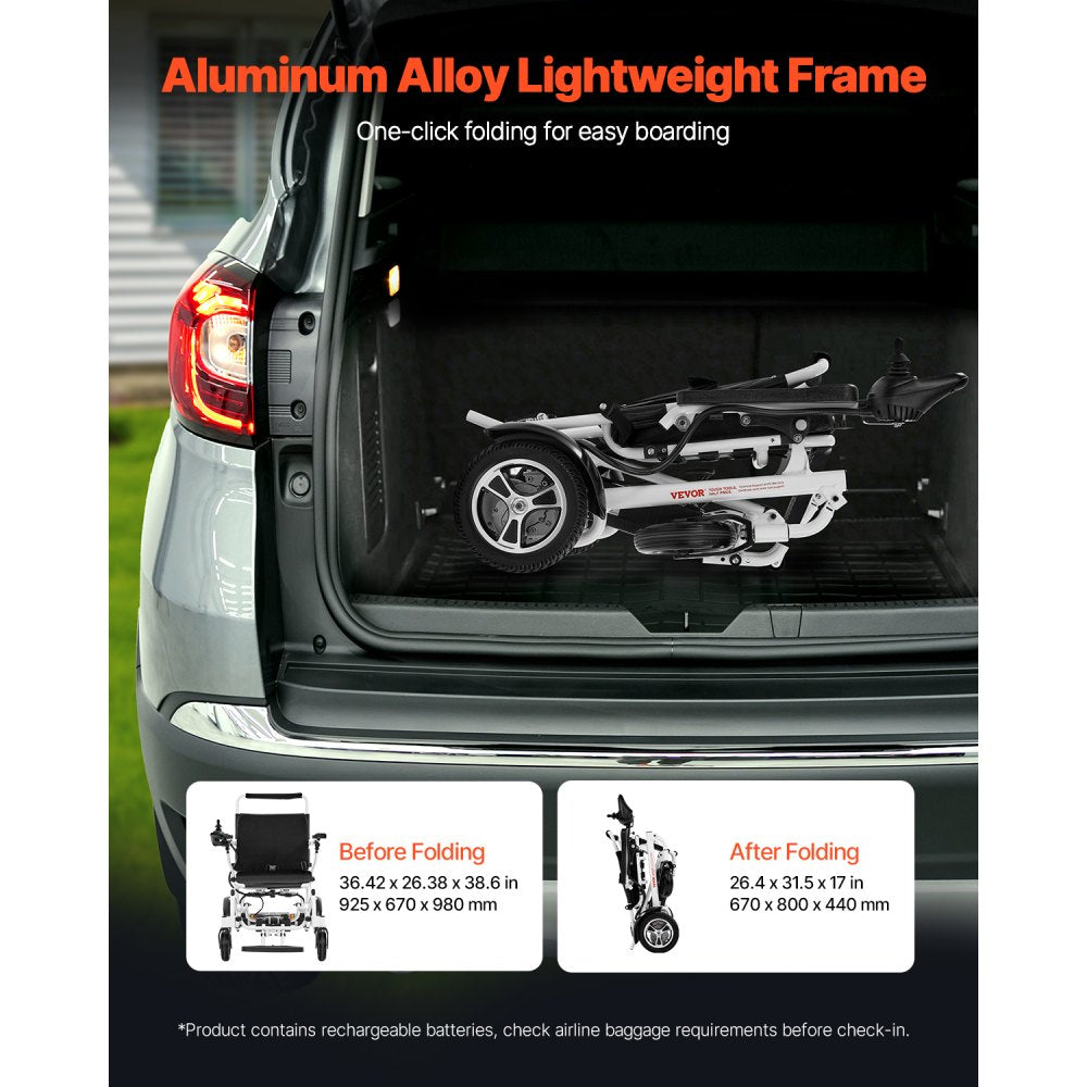 JRWD6010 - Portable Electric Wheelchair with Collapsible Frame & 300lbs Capacity