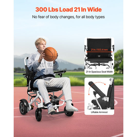 JRWD6010 - Portable Electric Wheelchair with Collapsible Frame & 300lbs Capacity