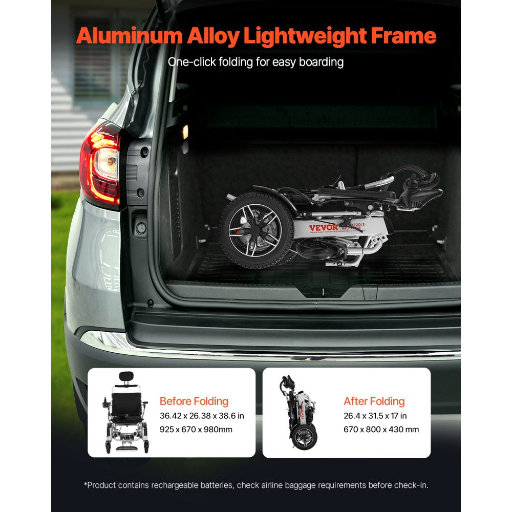 JRWD6012 - Adjustable Folding Electric Wheelchair for 300lbs, 13 Miles Range