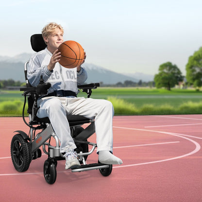 JRWD6012 - Foldable Electric Wheelchair with Shock-Absorbing Tires, 300lbs Capacity