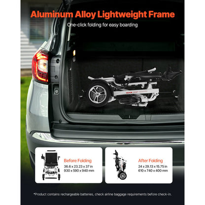 JRWD6010 - Foldable Electric Wheelchair for Easy Travel, 300lbs Capacity