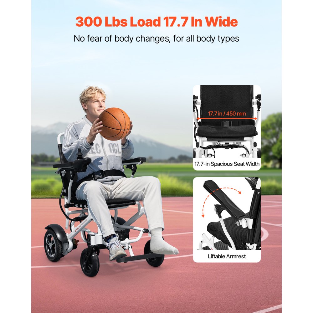 JRWD6010 - Foldable Electric Wheelchair for Easy Travel, 300lbs Capacity