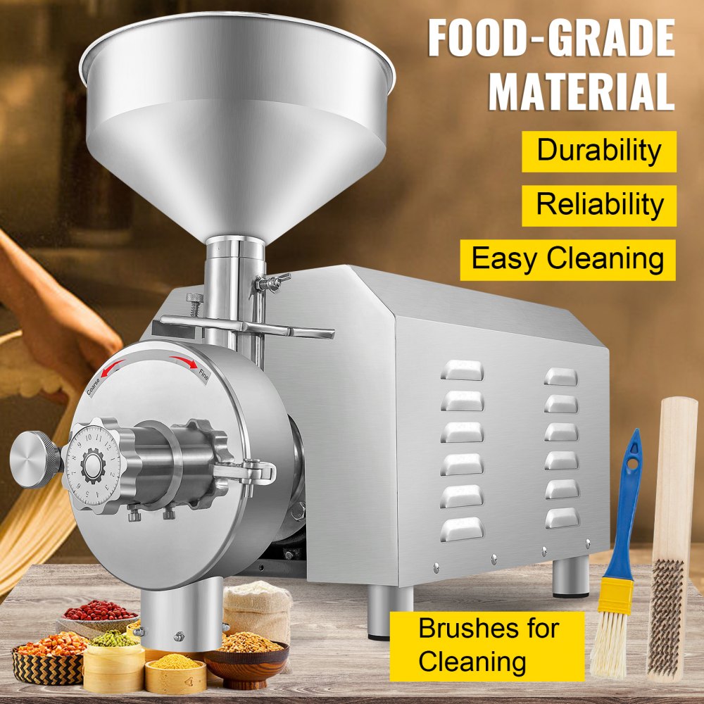 HR-3000 - 3000W Stainless Steel Commercial Grain Grinder for Versatile Use