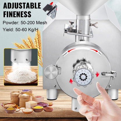 HR-3000 - 3000W Stainless Steel Commercial Grain Grinder for Versatile Use