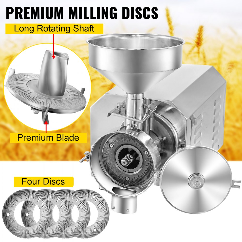 HR-3000 - 3000W Stainless Steel Commercial Grain Grinder for Versatile Use