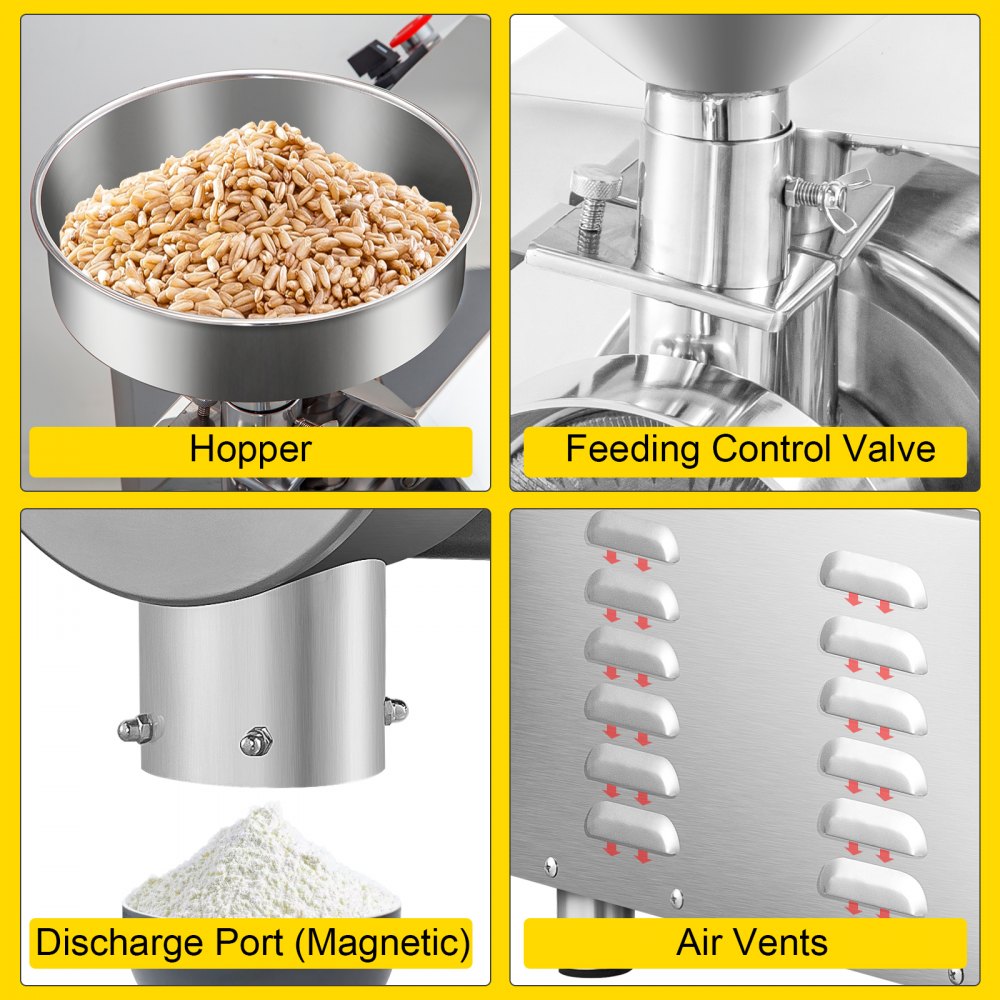 HR-3000 - 3000W Stainless Steel Commercial Grain Grinder for Versatile Use