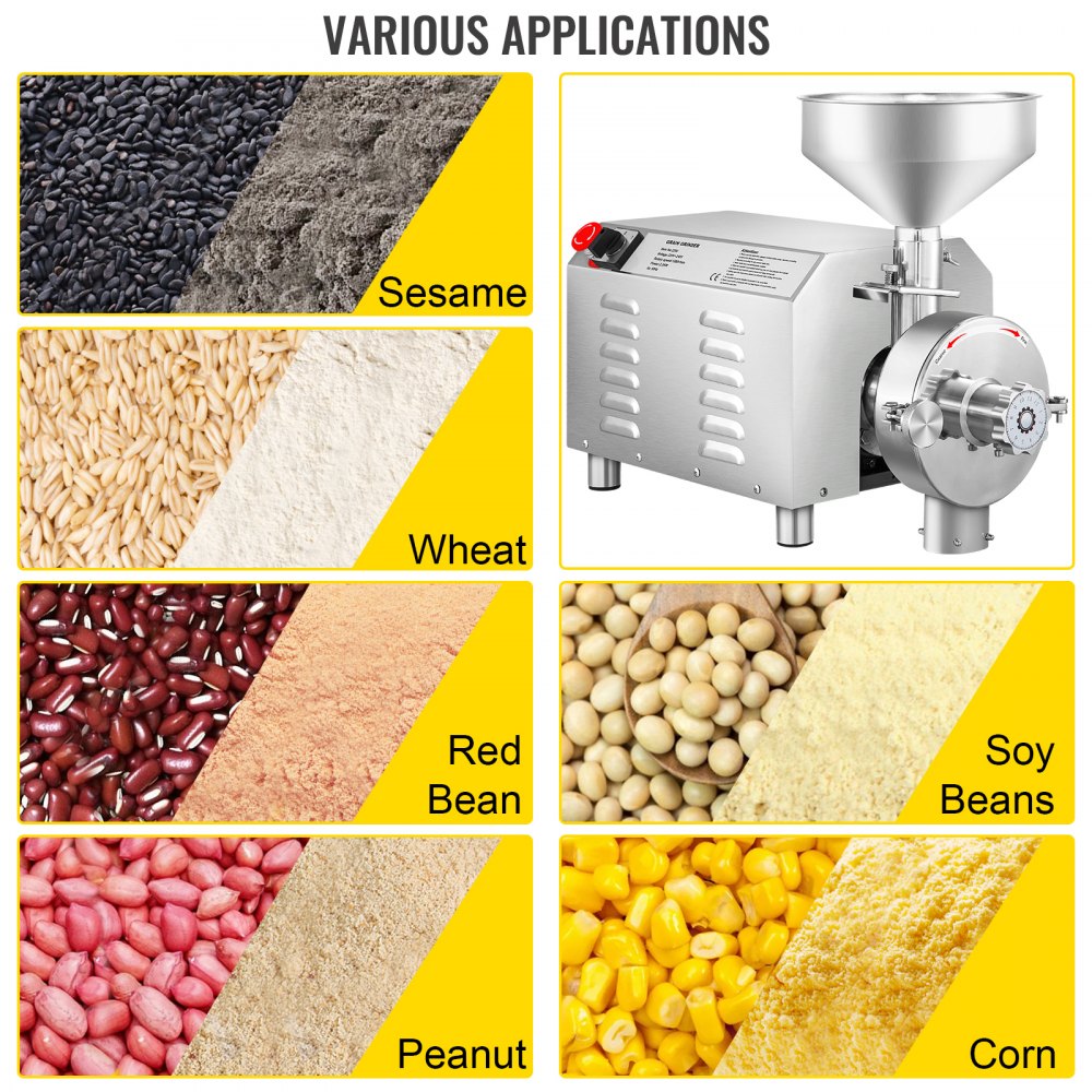 HR-3000 - 3000W Stainless Steel Commercial Grain Grinder for Versatile Use