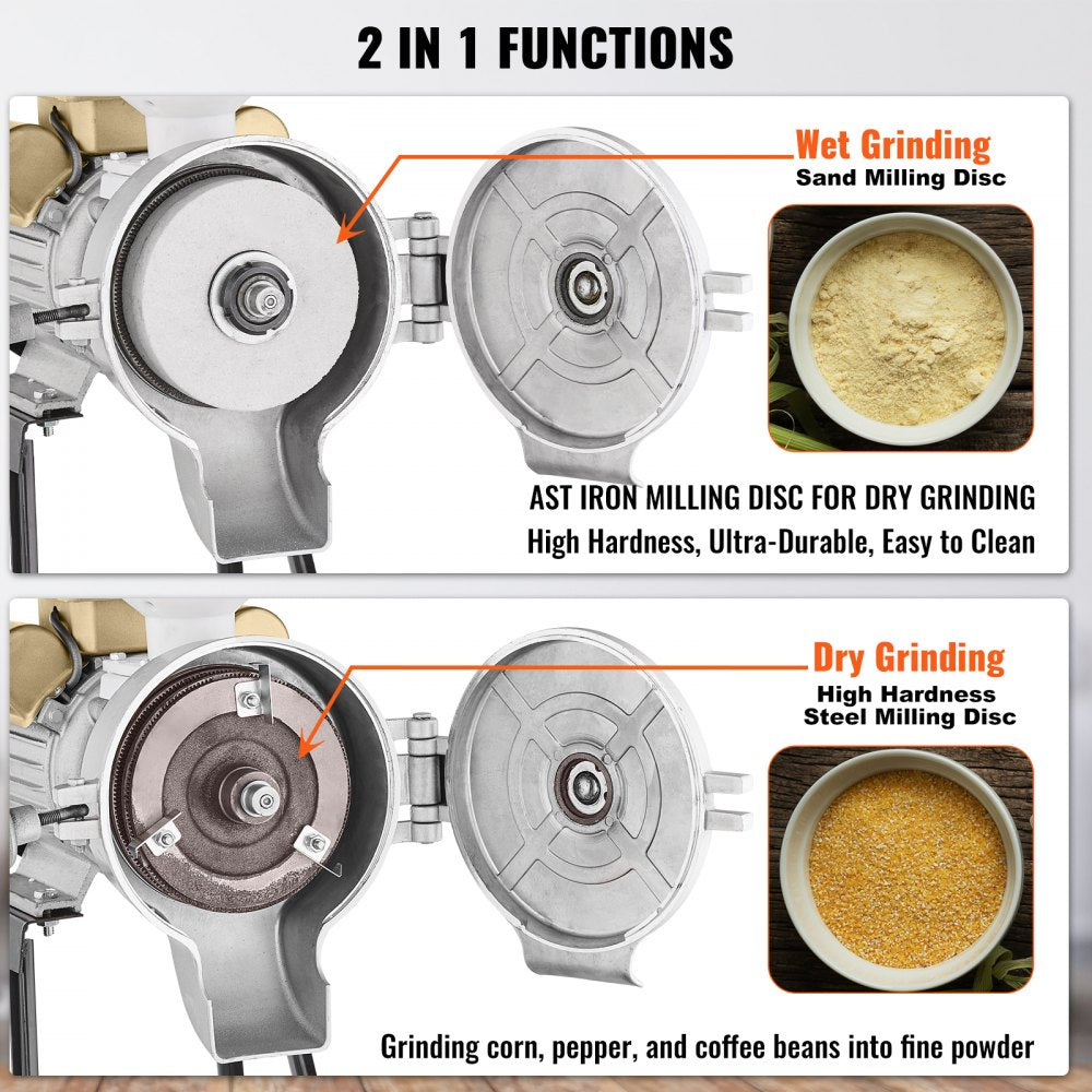GM-002 - Durable 3000W Electric Grain Mill for Dry & Wet Grinding