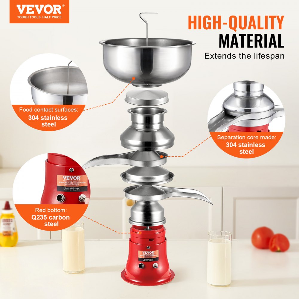 NNJ-Y50 - High-Speed 304 Stainless Steel Milk Cream Separator, 100L/hour