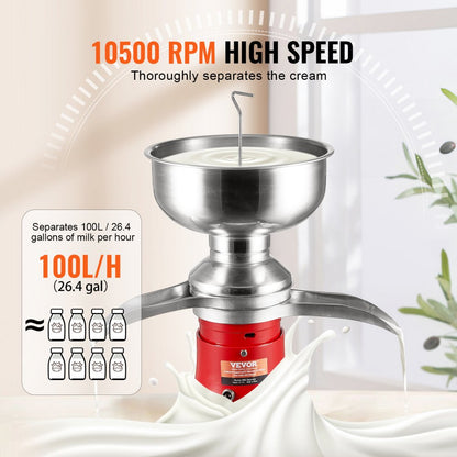 NNJ-Y50 - High-Speed 304 Stainless Steel Milk Cream Separator, 100L/hour