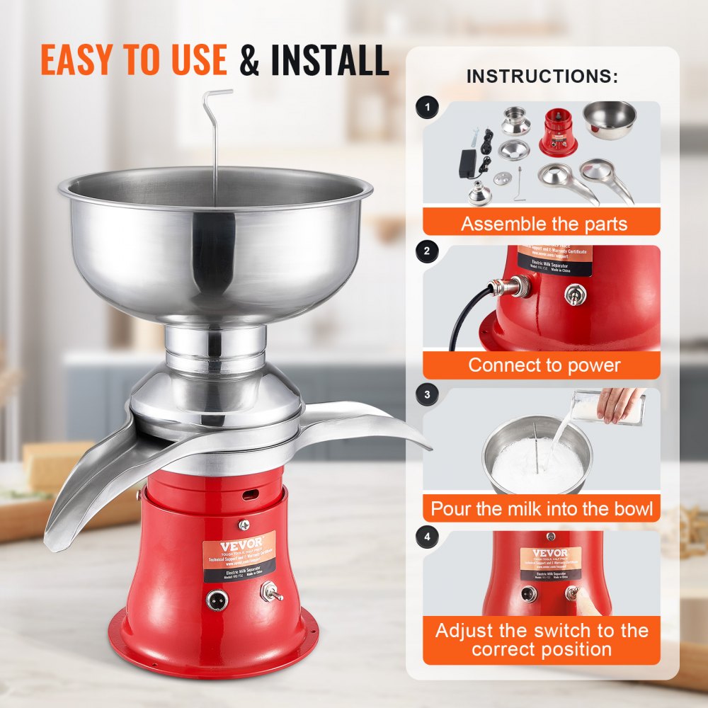 NNJ-Y50 - High-Speed 304 Stainless Steel Milk Cream Separator, 100L/hour