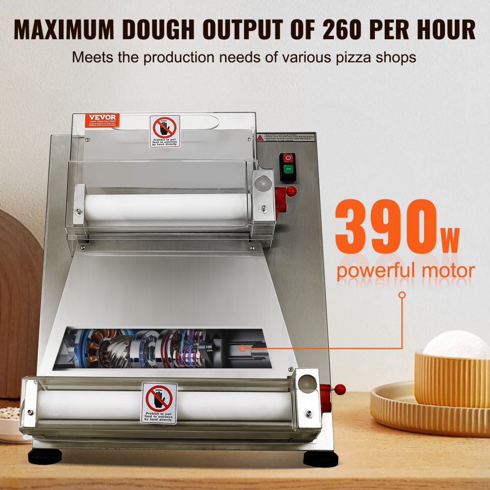 APD40 - Stainless Steel Pizza Dough Roller with Adjustable Thickness Control