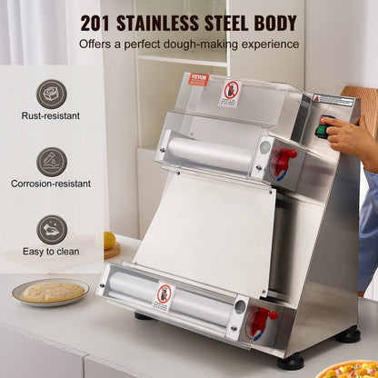 APD40 - Stainless Steel Pizza Dough Roller with Adjustable Thickness Control