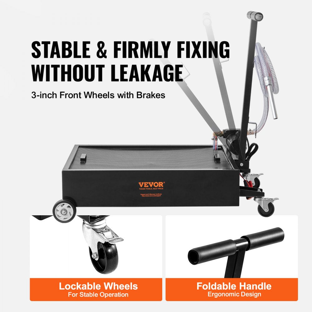 010205287930 - Durable 15-Gallon Low-Profile Oil Drain Pan with Pump